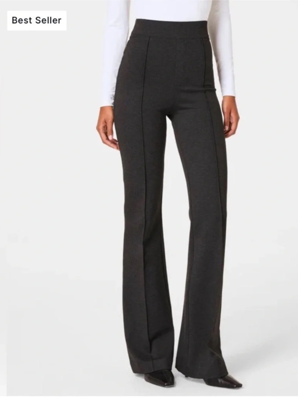 SPANX The Perfect Pant, Hi-Rise Ponte Flare NWT Charcoal Heather, Sz Small